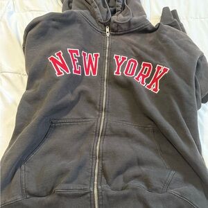 Brandy Melville Gray Hoodie with Red New York Print